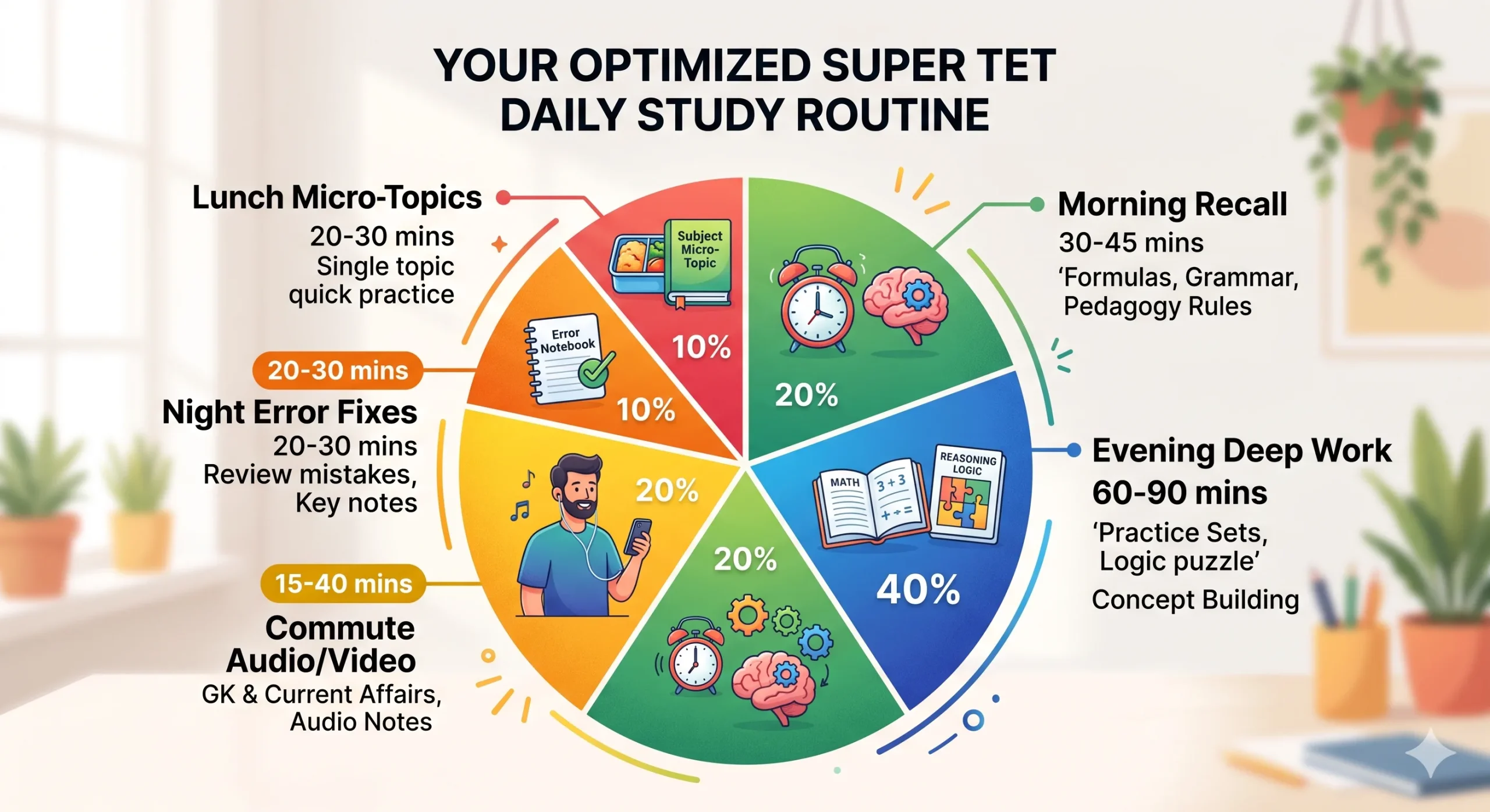 The Super TET Pocket-Study Framework Daily Routine Pie Chart